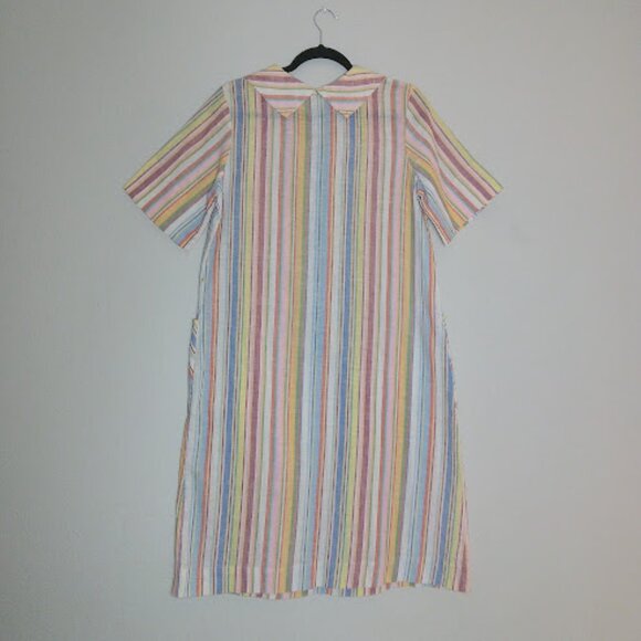 VINTAGE Pastel Striped Housedress ILGWU Union Made Zip Up Shift Dress VTG SZ18 - Picture 2 of 13